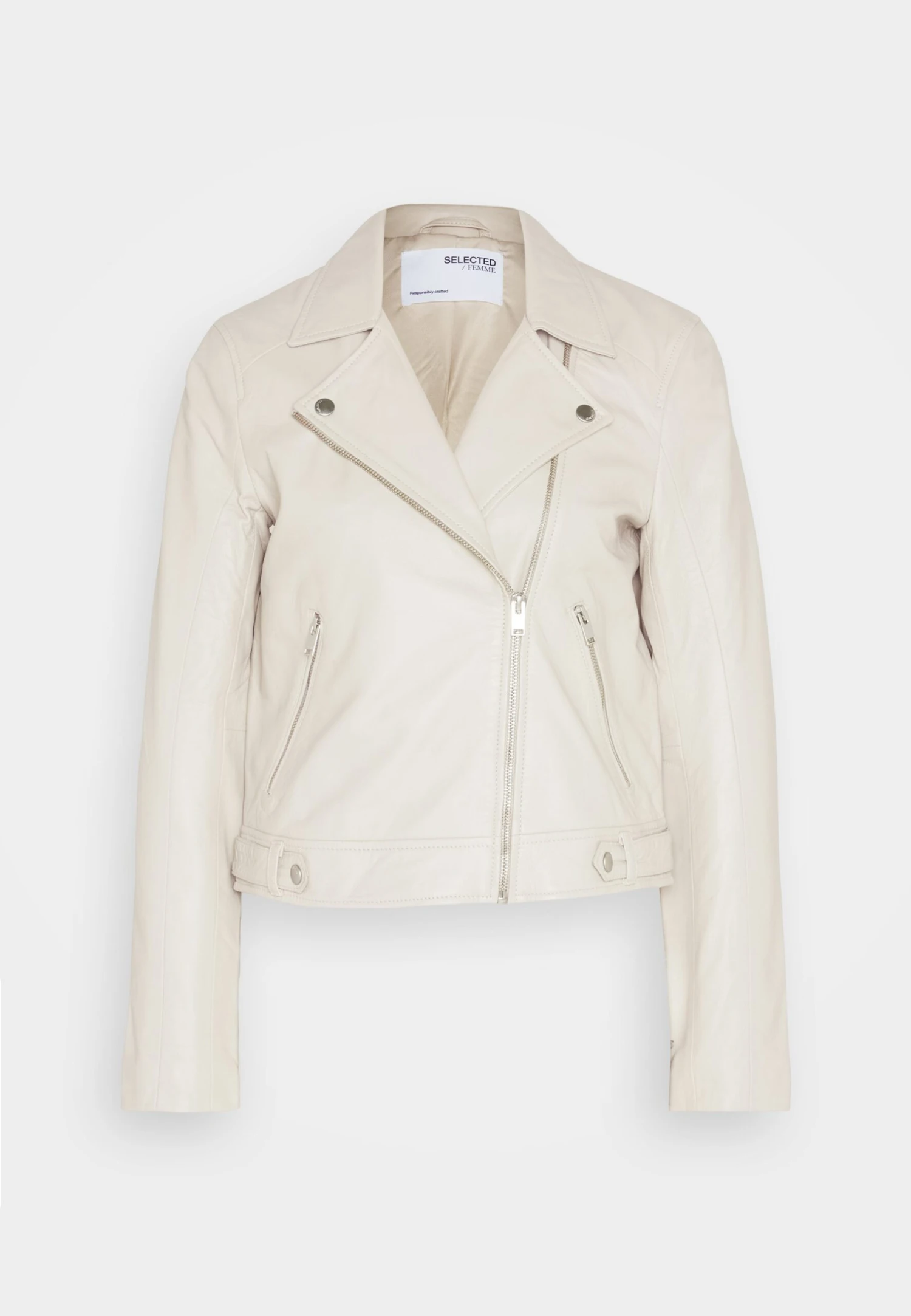 Selected Femme Slfkatie Noos B - Leren Jas - Feather Gray 5 Selected Femme Slfkatie Noos B - Leren Jas - Feather Gray - Afbeelding 5