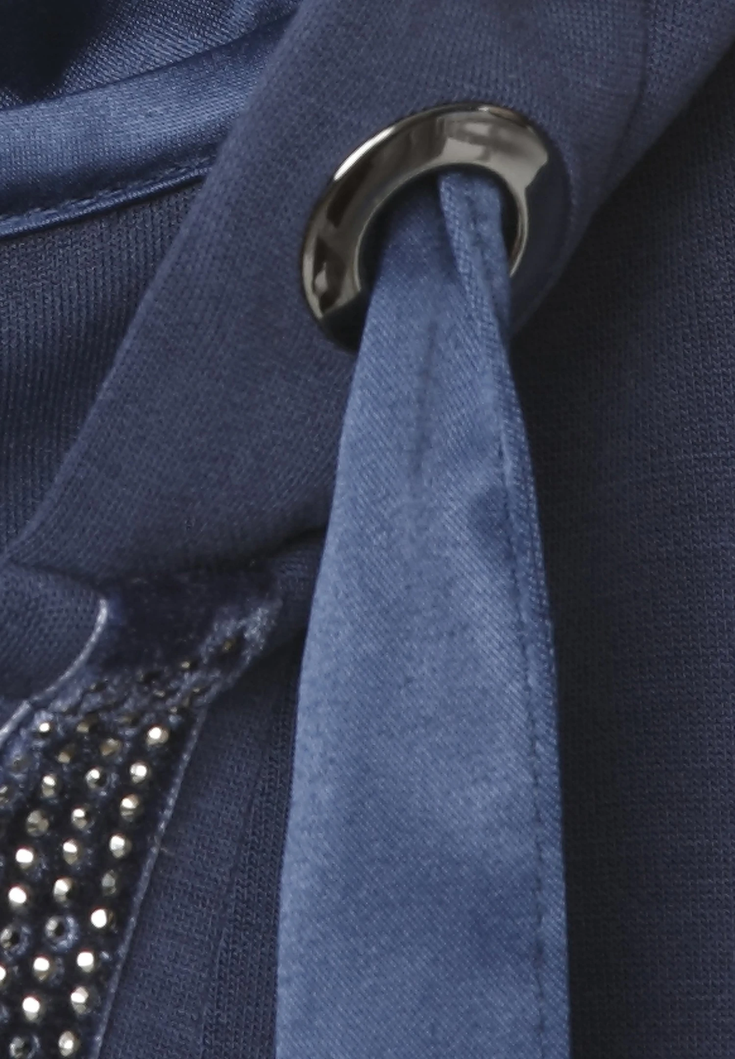 Kapuze 1/1 Arm Materialmix - Hoodie - Indigo 3 Kapuze 1/1 Arm Materialmix - Hoodie - Indigo - Afbeelding 3