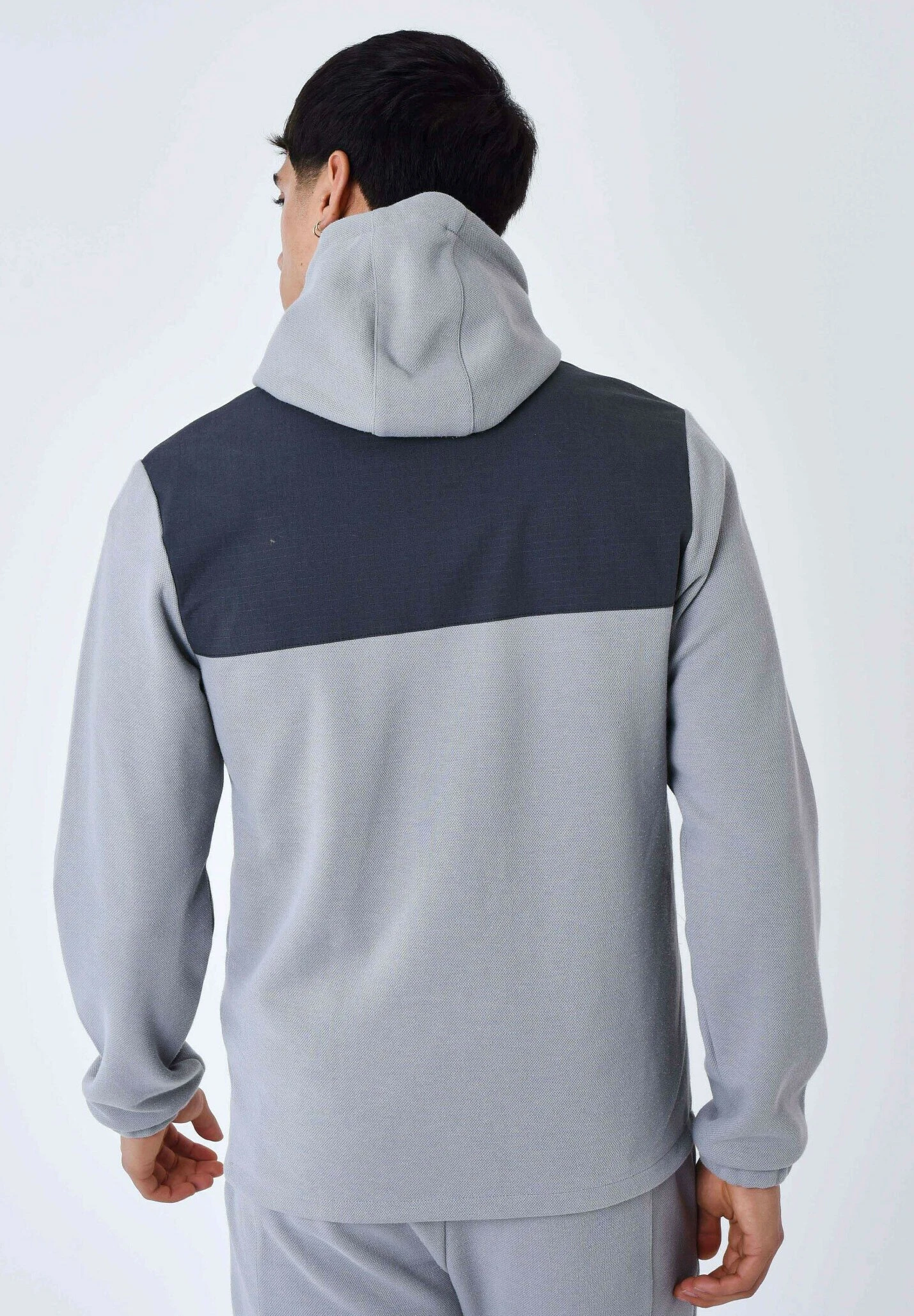 De Jogging Bi-Matière - Sweater Met Rits - Gris Clair 3 De Jogging Bi-Matière - Sweater Met Rits - Gris Clair - Afbeelding 3