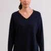 V-Ausschnitt Mit Seitenschlitzen - Trui - Marine Blau