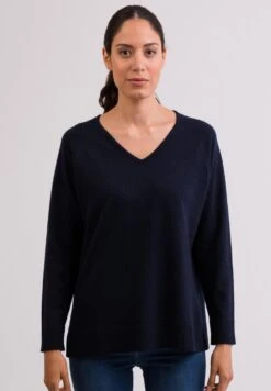 V-Ausschnitt Mit Seitenschlitzen - Trui - Marine Blau