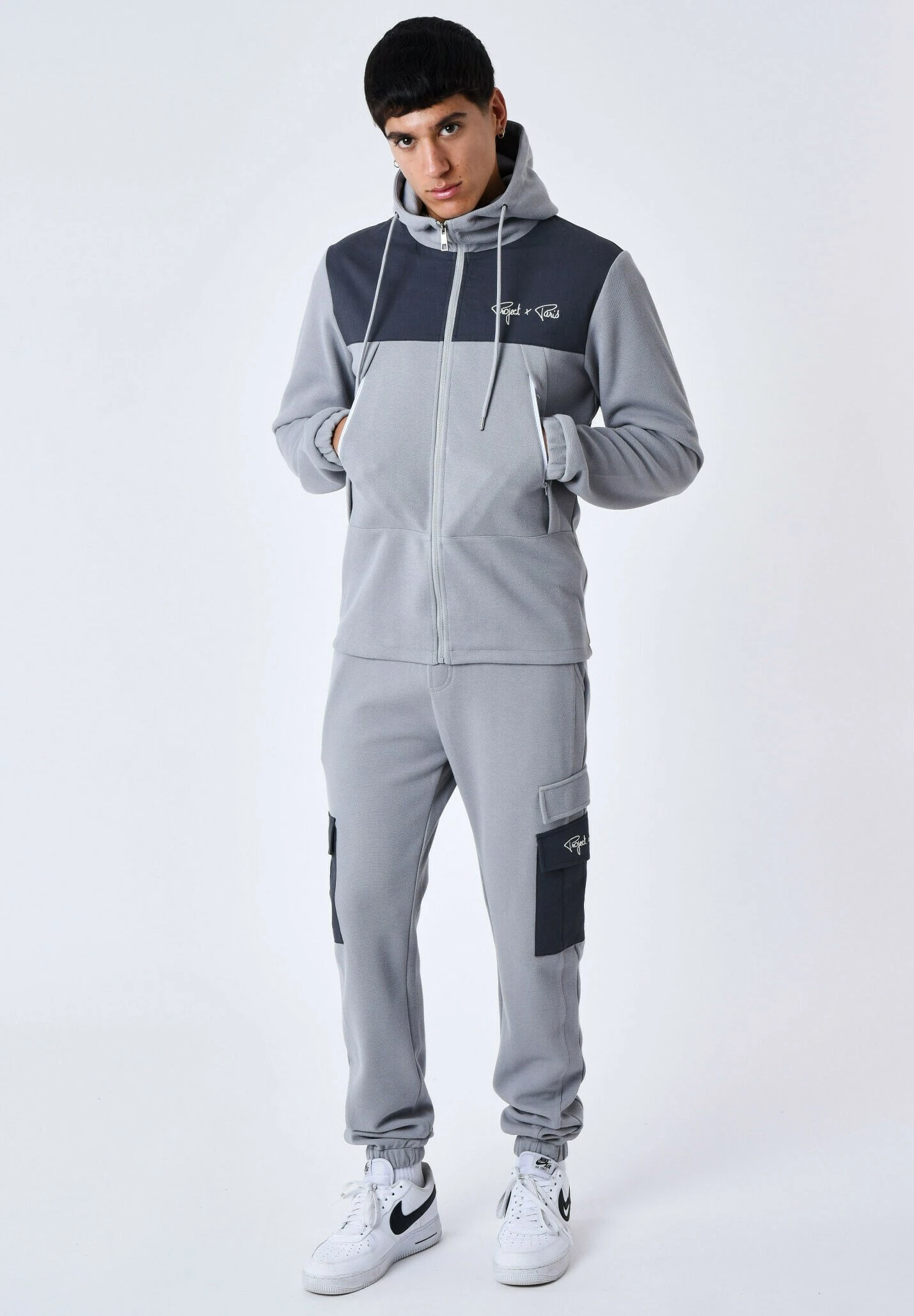 De Jogging Bi-Matière - Sweater Met Rits - Gris Clair 2 De Jogging Bi-Matière - Sweater Met Rits - Gris Clair - Afbeelding 2