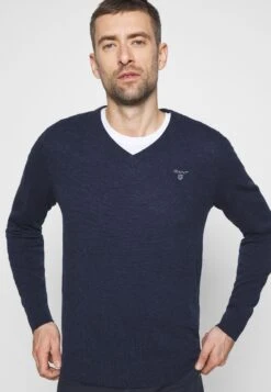 Gant V Neck - Trui - Dark Navy Melange -Modex Winkel 0f53759738704fa18ebc705e583e0597