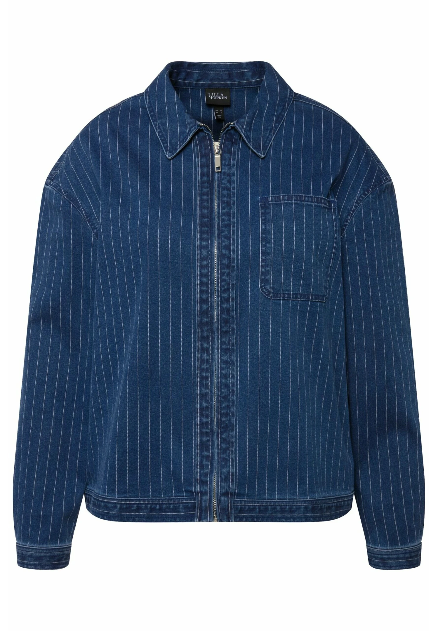 Ulla Popken Nadelstreifen Hemdkragen Reissverschluss - Spijkerjas - Jeansblau 5 Ulla Popken Nadelstreifen Hemdkragen Reissverschluss - Spijkerjas - Jeansblau - Afbeelding 5