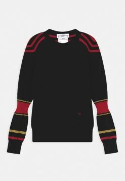 Victoria Beckham Kids Lightweight Contrast Stripe Crewneck - Trui - Navy/Mustard/Bright Red