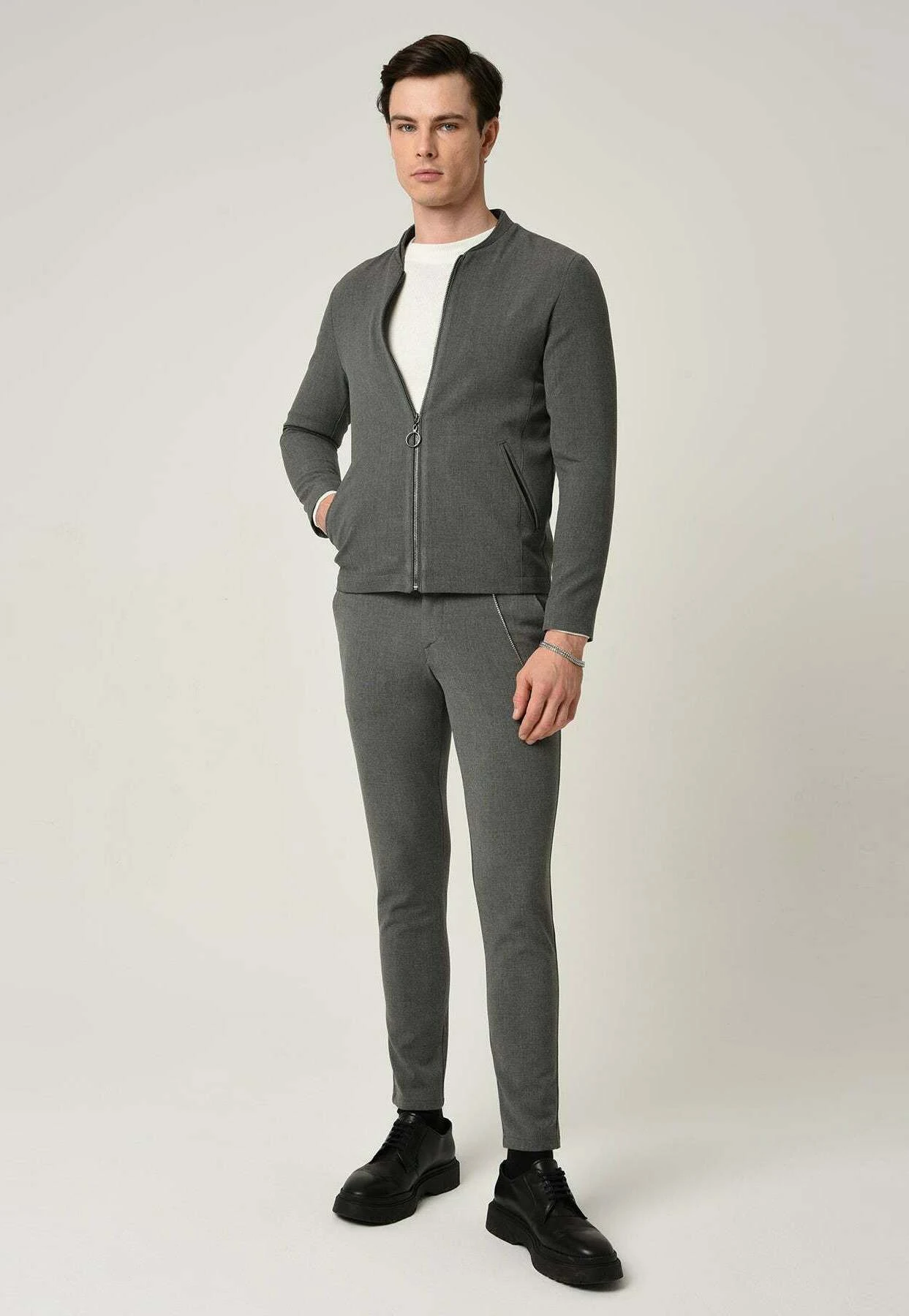 Zippered Spring- Bomberjacks - Grey 2 Zippered Spring- Bomberjacks - Grey - Afbeelding 2