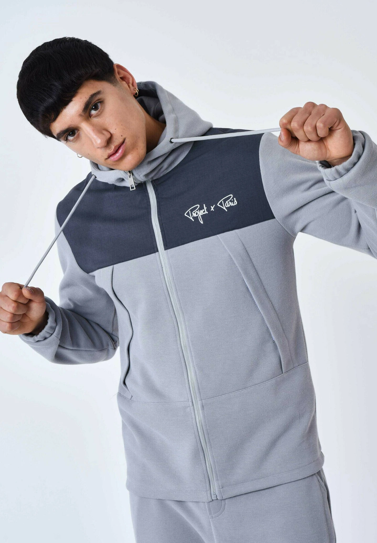 De Jogging Bi-Matière - Sweater Met Rits - Gris Clair 5 De Jogging Bi-Matière - Sweater Met Rits - Gris Clair - Afbeelding 5