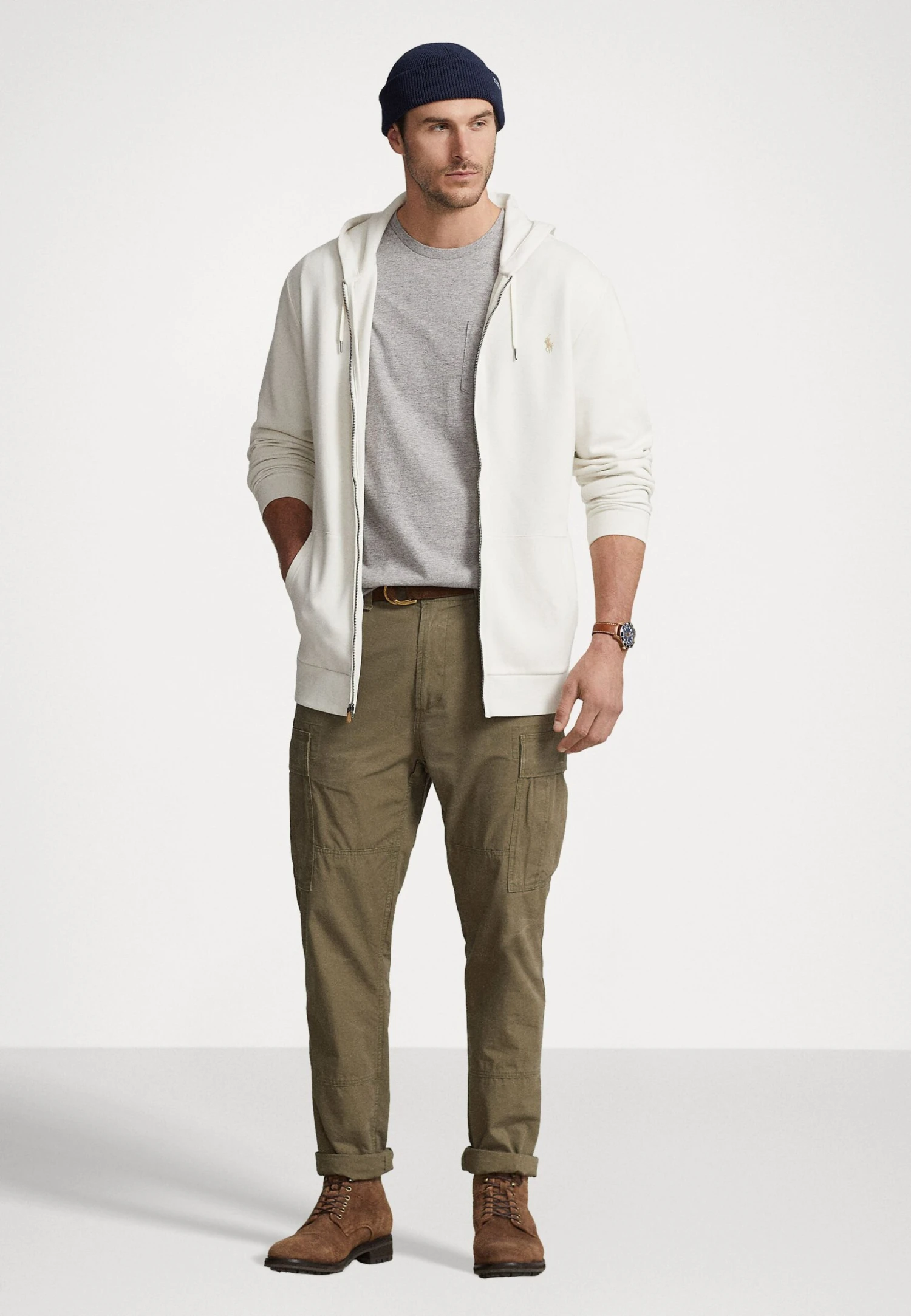 Hood Long Sleeve Full Zip - Sweater Met Rits - Antique Cream 2 Hood Long Sleeve Full Zip - Sweater Met Rits - Antique Cream - Afbeelding 2