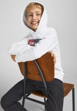 Jack & Jones Junior Jjecorp Logo- Hoodie - White -Modex Winkel 23f96f891fbb4ac489dc2973fb927073