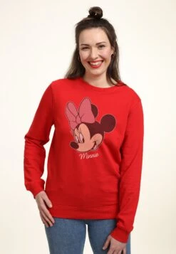 Disney Mickey Classic Minnie Big Face Distressed - Sweater - Red