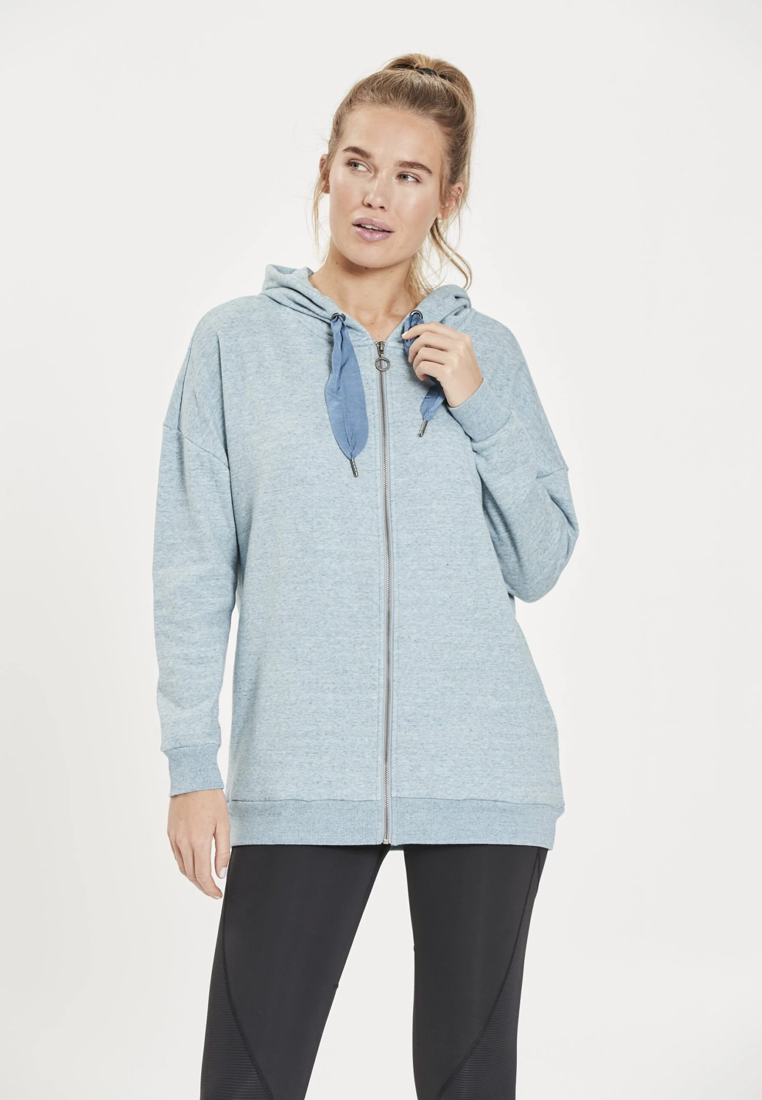 ATHLECIA Bola W Melange Hoody - Sweater Met Rits - Blue Stone 2 ATHLECIA Bola W Melange Hoody - Sweater Met Rits - Blue Stone - Afbeelding 2