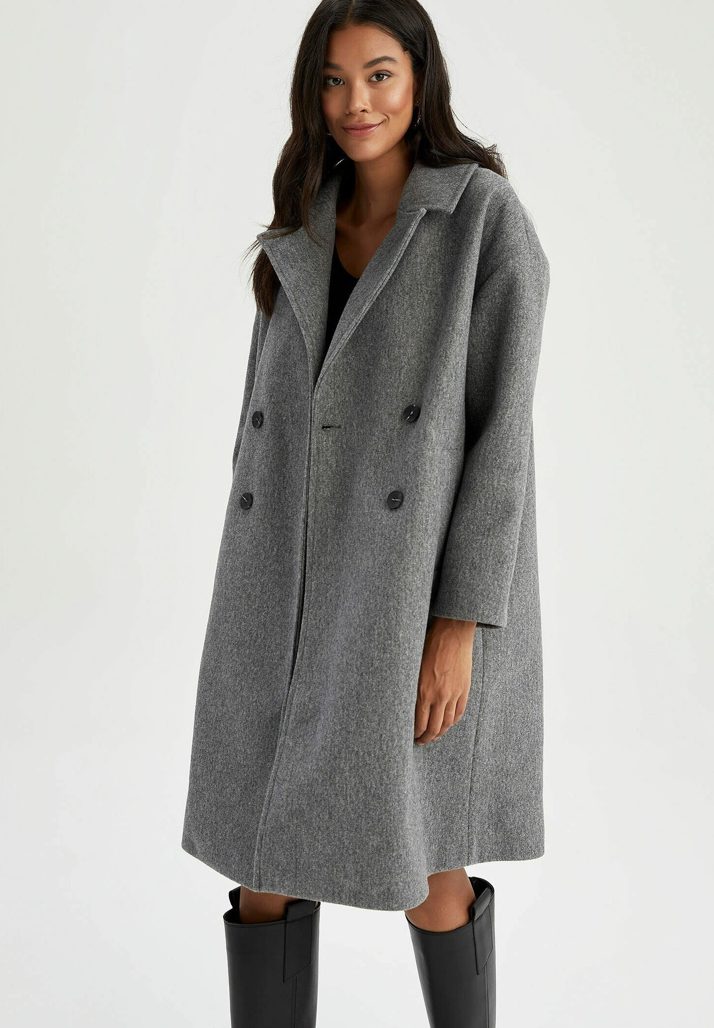 DeFacto Relax Fit- Mantel - Anthracite 1 DeFacto Relax Fit- Mantel - Anthracite