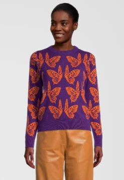 Mit Schmetterlings Motiv - Trui - Lila