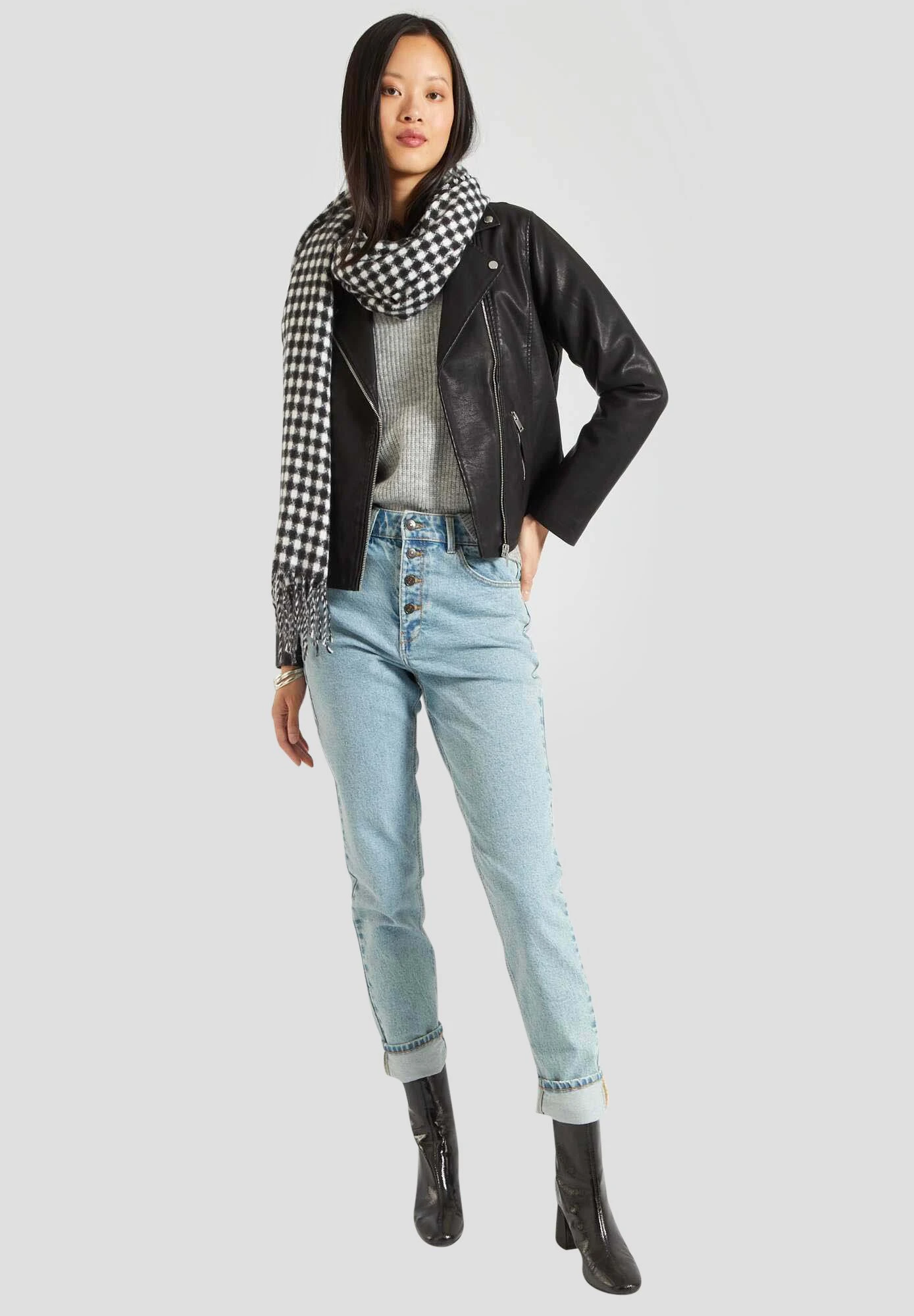 Biker Style - Imitatieleren Jas - Real Black 2 Biker Style - Imitatieleren Jas - Real Black - Afbeelding 2