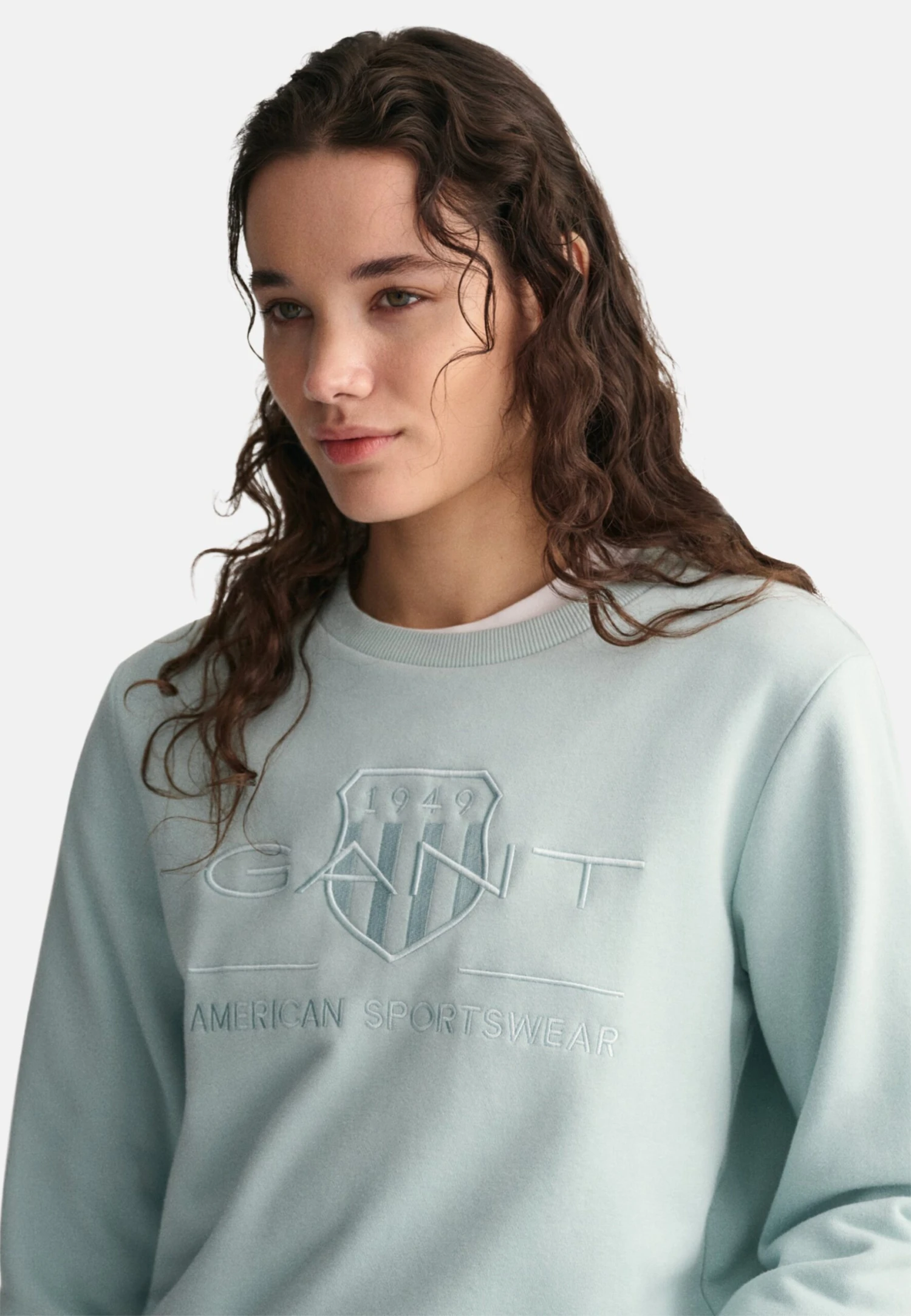 Gant Tonal Archive Shield - Sweater - Dusty Turquoise 4 Gant Tonal Archive Shield - Sweater - Dusty Turquoise - Afbeelding 4