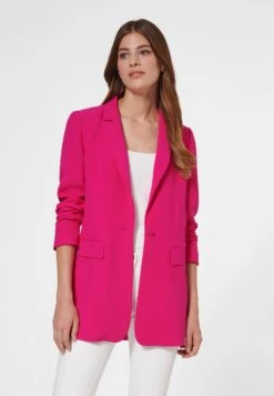 Trendiger Long - Halflange Jas - Leuchtpink