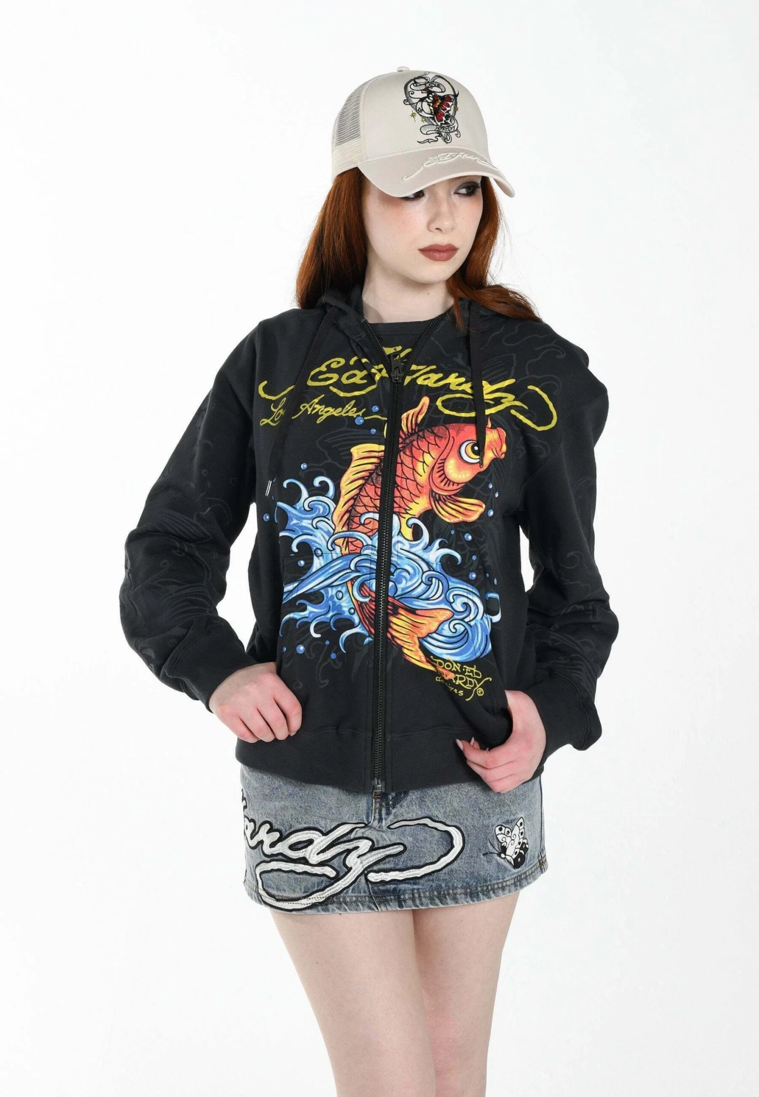 Ed Hardy Sweater Met Rits - Charcoal 1 Ed Hardy Sweater Met Rits - Charcoal