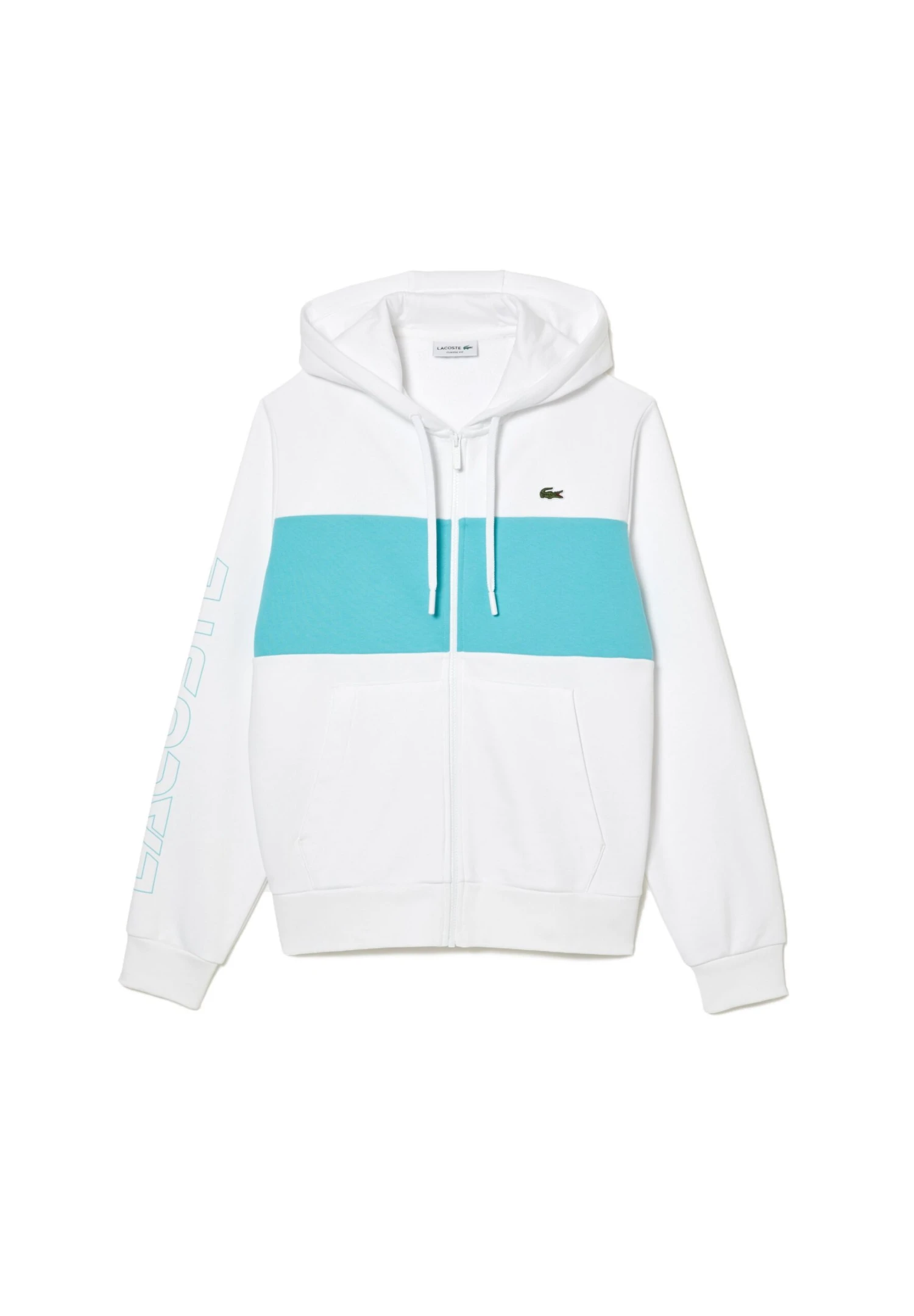 Lacoste Sweater Met Rits - Blanc/Bleu 1 Lacoste Sweater Met Rits - Blanc/Bleu