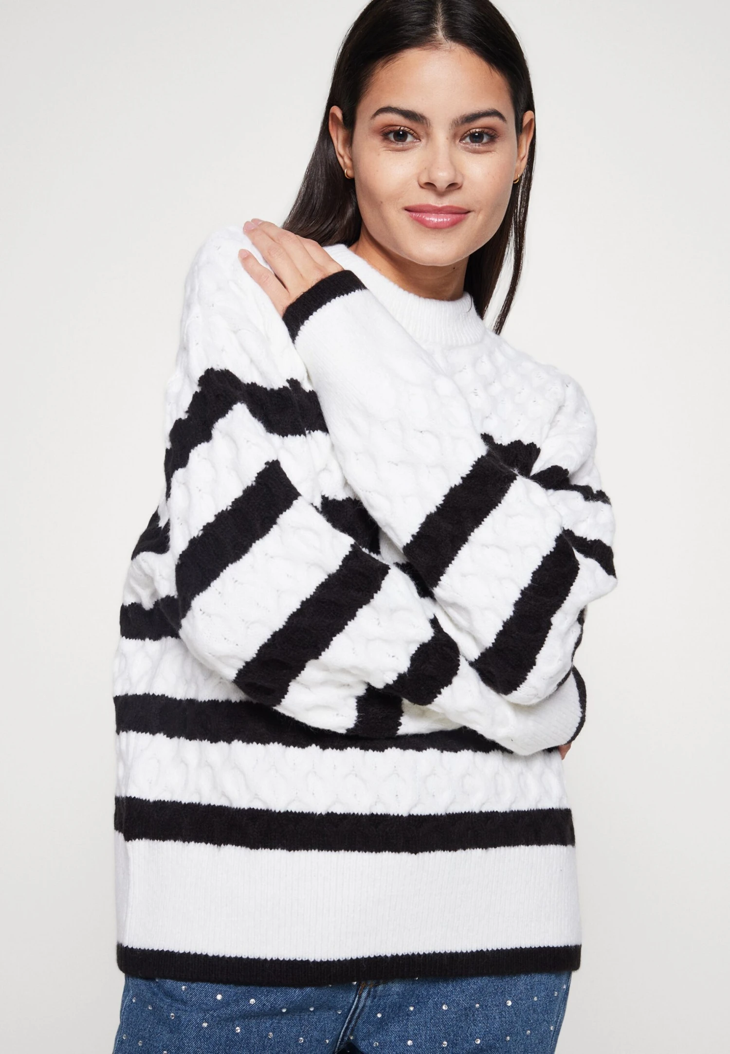 Gina Tricot Jasmina Sweater - Trui - Off White/Black 4 Gina Tricot Jasmina Sweater - Trui - Off White/Black - Afbeelding 4