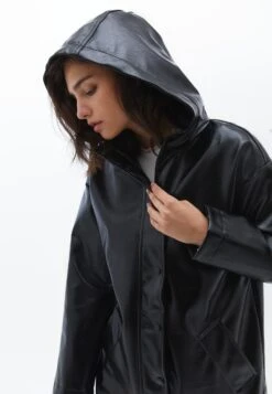 Hooded Patent- Parka - Black -Modex Winkel 52006d0d30f44ba28701d163a871de9a