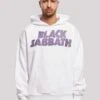 F4NT4STIC Black Sabbath Heavy Metal Band Wavy Logo Distressed - Hoodie - White