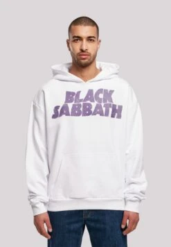 F4NT4STIC Black Sabbath Heavy Metal Band Wavy Logo Distressed - Hoodie - White