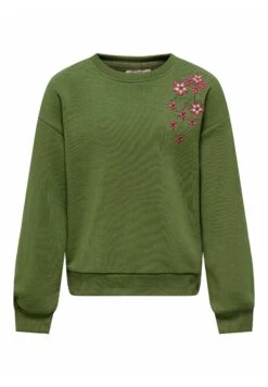 Blumenverziertes - Sweater - Winter Moss