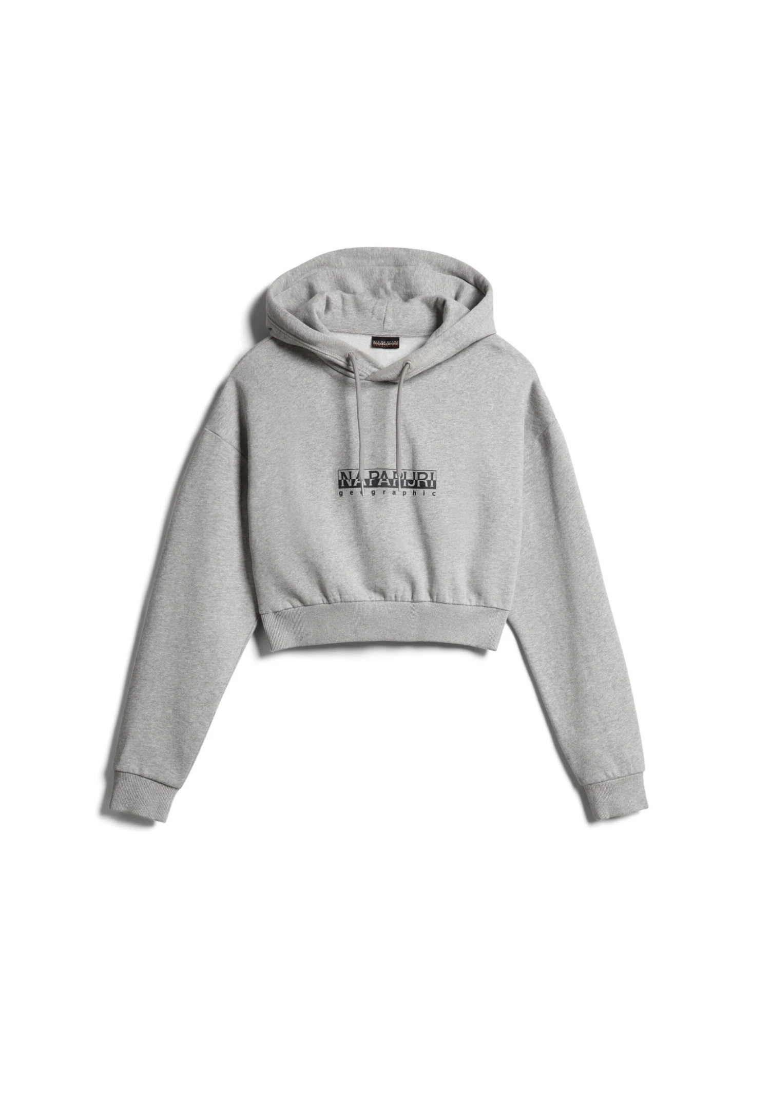 Napapijri B Box Crop- Hoodie - Medium Grey Melange 1 Napapijri B Box Crop- Hoodie - Medium Grey Melange