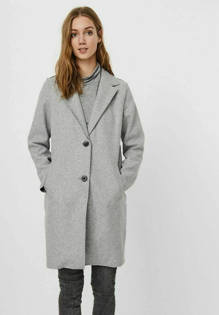 Vero Moda Vmpaula Jacket- Mantel - Light Grey Melange 1 Vero Moda Vmpaula Jacket- Mantel - Light Grey Melange