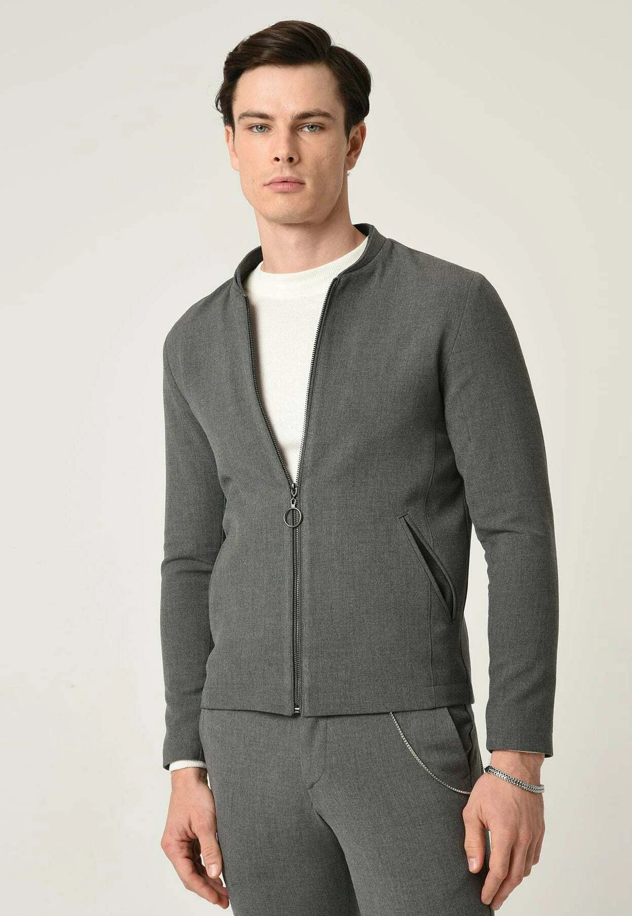 Zippered Spring- Bomberjacks - Grey 1 Zippered Spring- Bomberjacks - Grey