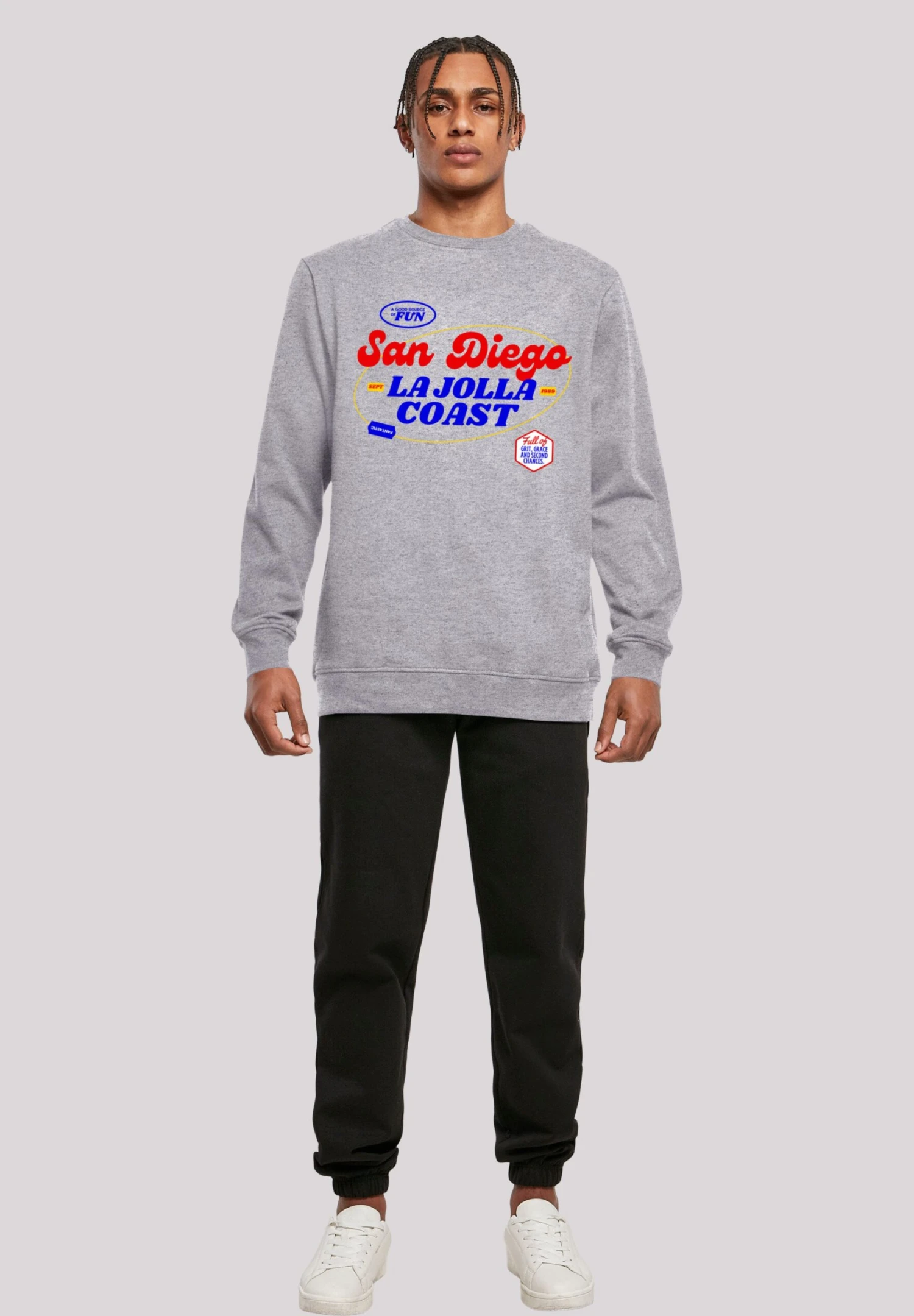 F4NT4STIC San Diego Crew - Sweater - Heather Grey 2 F4NT4STIC San Diego Crew - Sweater - Heather Grey - Afbeelding 2