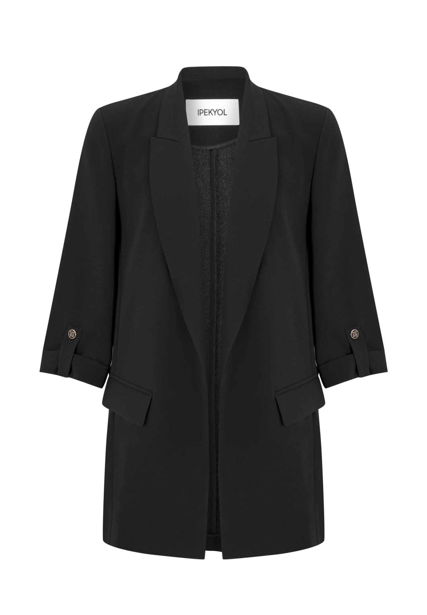 Ipekyol Relaxed Fit Slim With Monogram Button Accessories - Halflange Jas - Black 5 Ipekyol Relaxed Fit Slim With Monogram Button Accessories - Halflange Jas - Black - Afbeelding 5