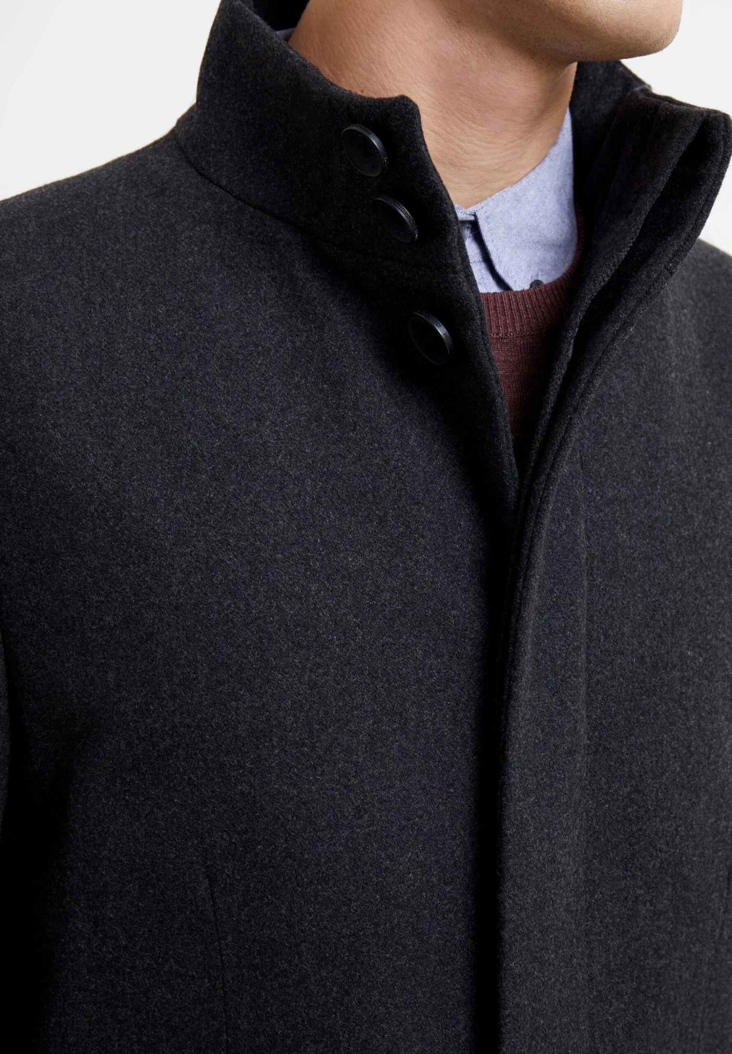 French Connection Single Breasted Funnel - Mantel - Charcoal Mel 4 French Connection Single Breasted Funnel - Mantel - Charcoal Mel - Afbeelding 4