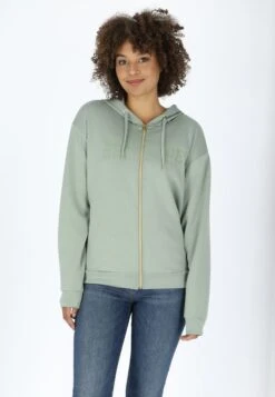 Houston Hood W - Sweater Met Rits - Seaweed Green