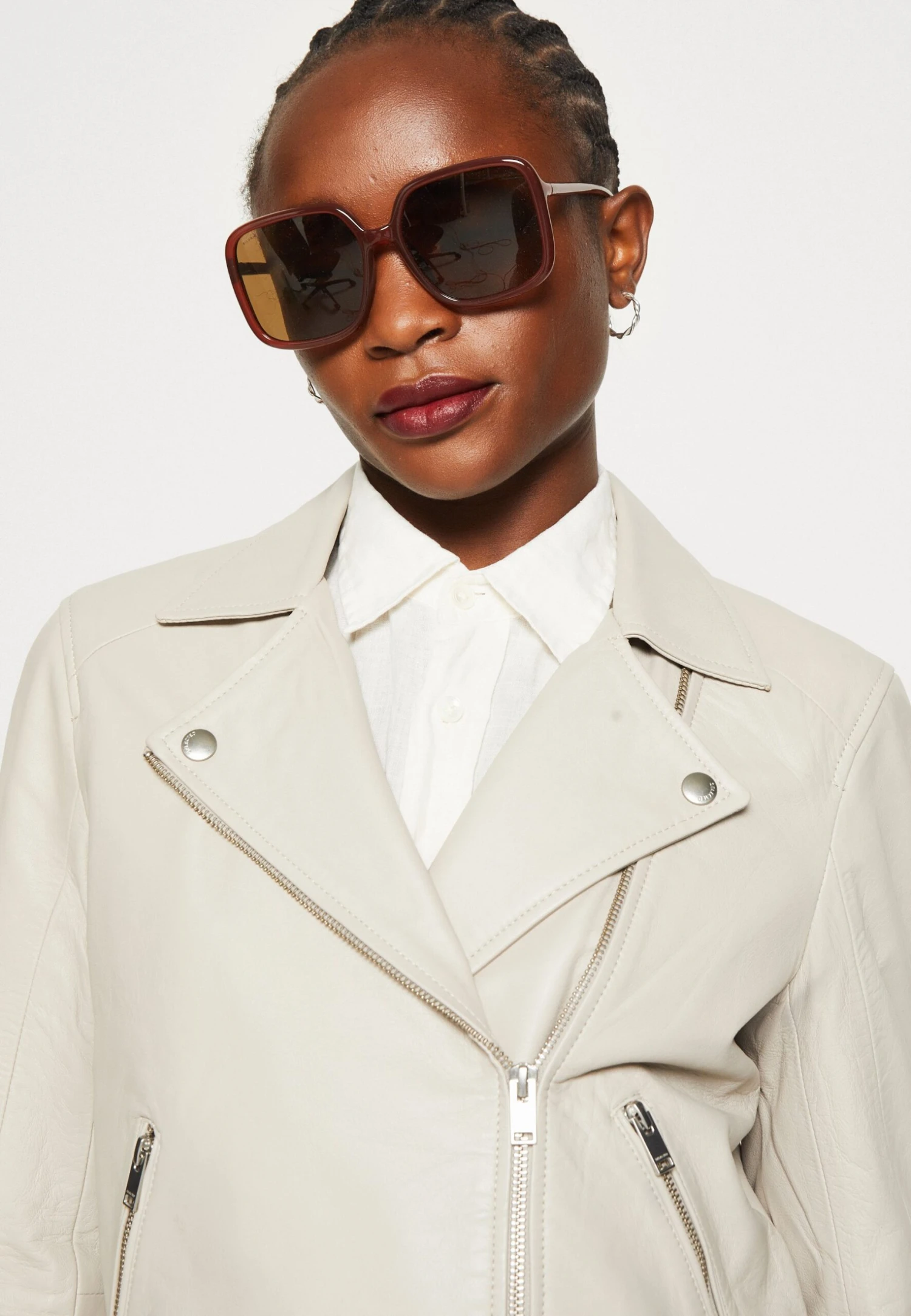 Selected Femme Slfkatie Noos B - Leren Jas - Feather Gray 4 Selected Femme Slfkatie Noos B - Leren Jas - Feather Gray - Afbeelding 4