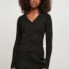 URBAN CLASSICS Ladies Short Rib Knit Cardigan - Vest - Black