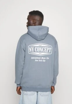 Vintage Zip Through Hood Unisex - Sweater Met Rits - Slate Blue