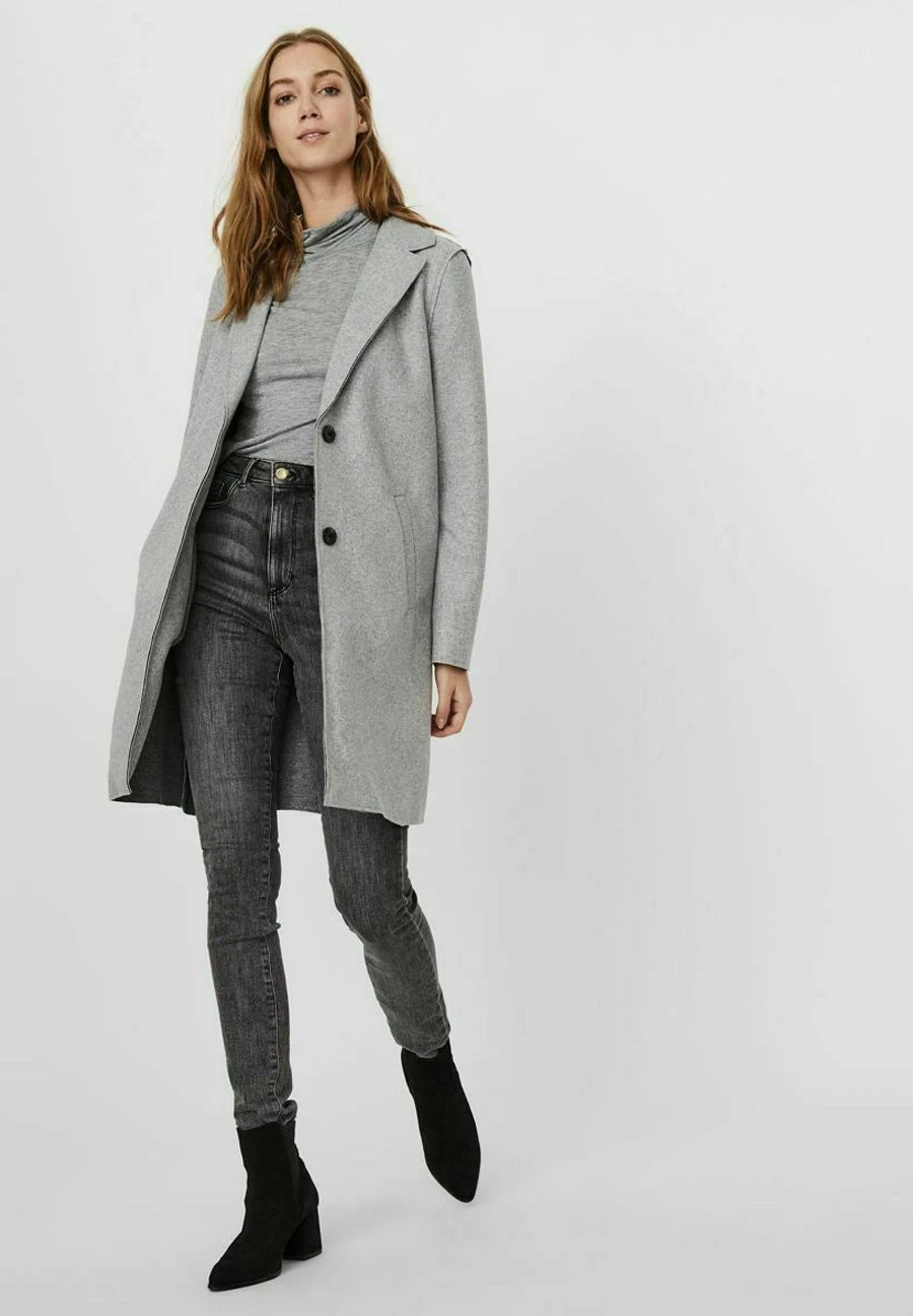 Vero Moda Vmpaula Jacket- Mantel - Light Grey Melange 2 Vero Moda Vmpaula Jacket- Mantel - Light Grey Melange - Afbeelding 2