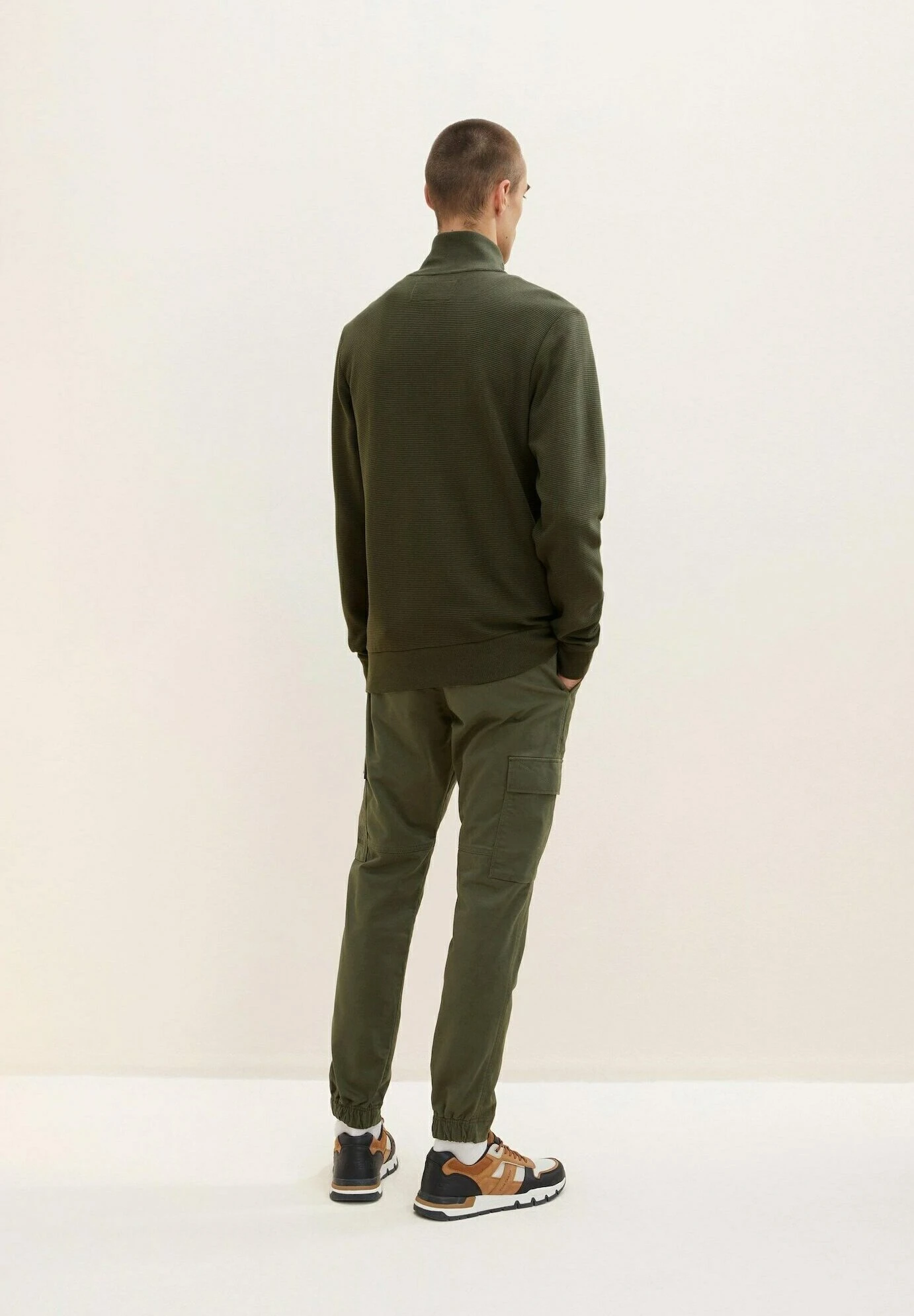 Tom Tailor Mit Struktur - Sweater Met Rits - Deep Forest Green 2 Tom Tailor Mit Struktur - Sweater Met Rits - Deep Forest Green - Afbeelding 2