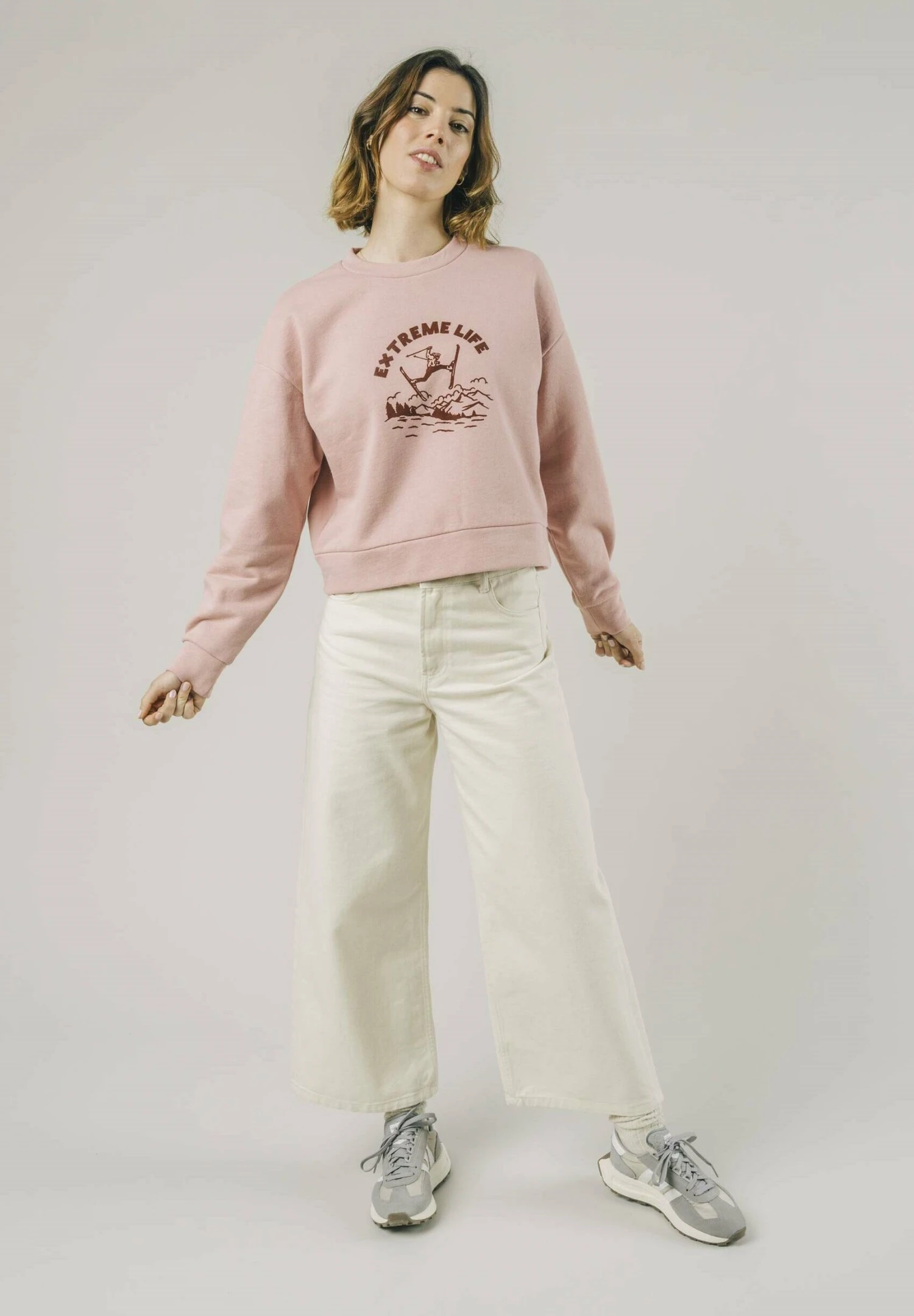 Brava Fabrics Extreme Life Cropped Glasse - Sweater - Pink 2 Brava Fabrics Extreme Life Cropped Glasse - Sweater - Pink - Afbeelding 2