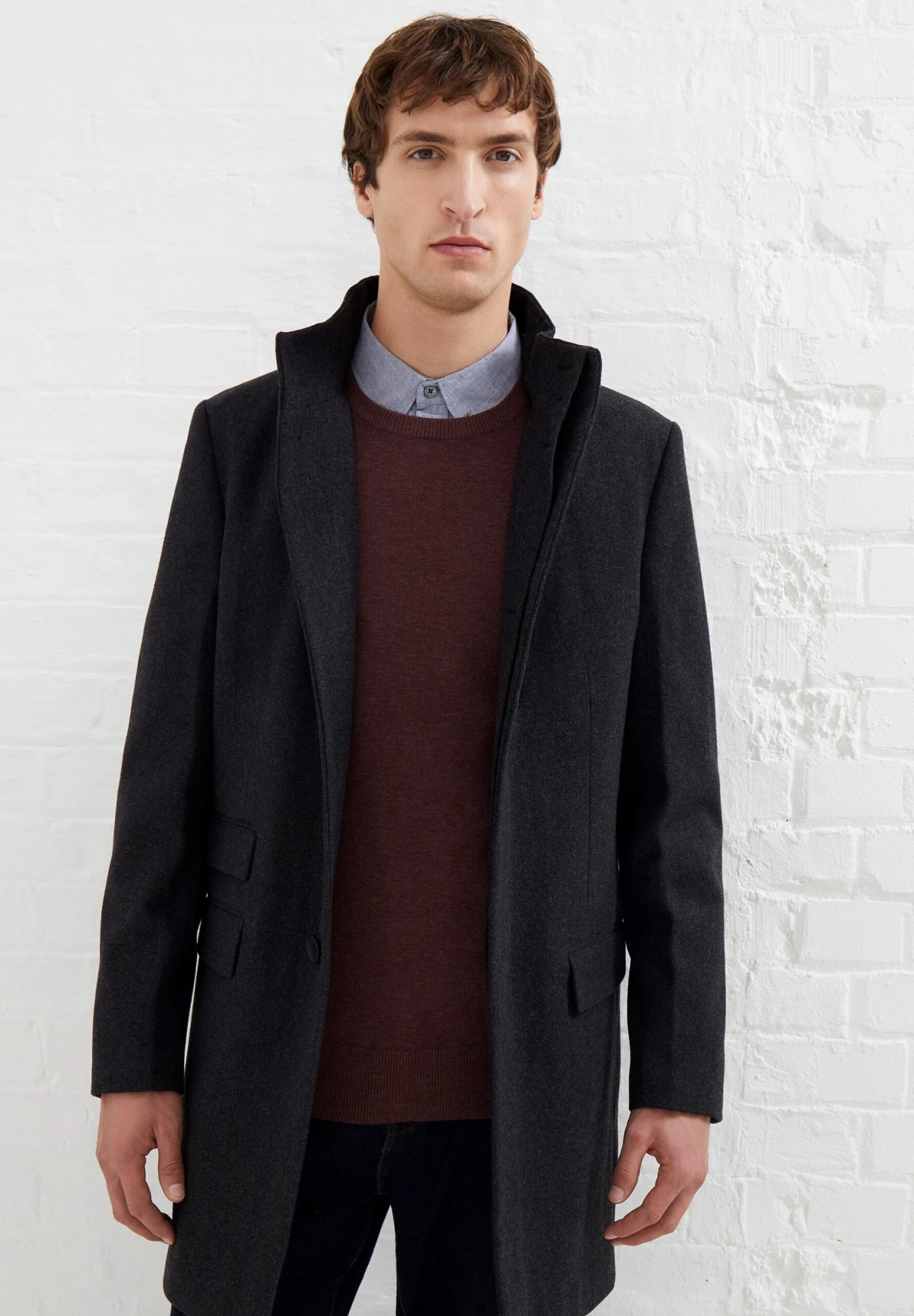 French Connection Single Breasted Funnel - Mantel - Charcoal Mel 7 French Connection Single Breasted Funnel - Mantel - Charcoal Mel - Afbeelding 7