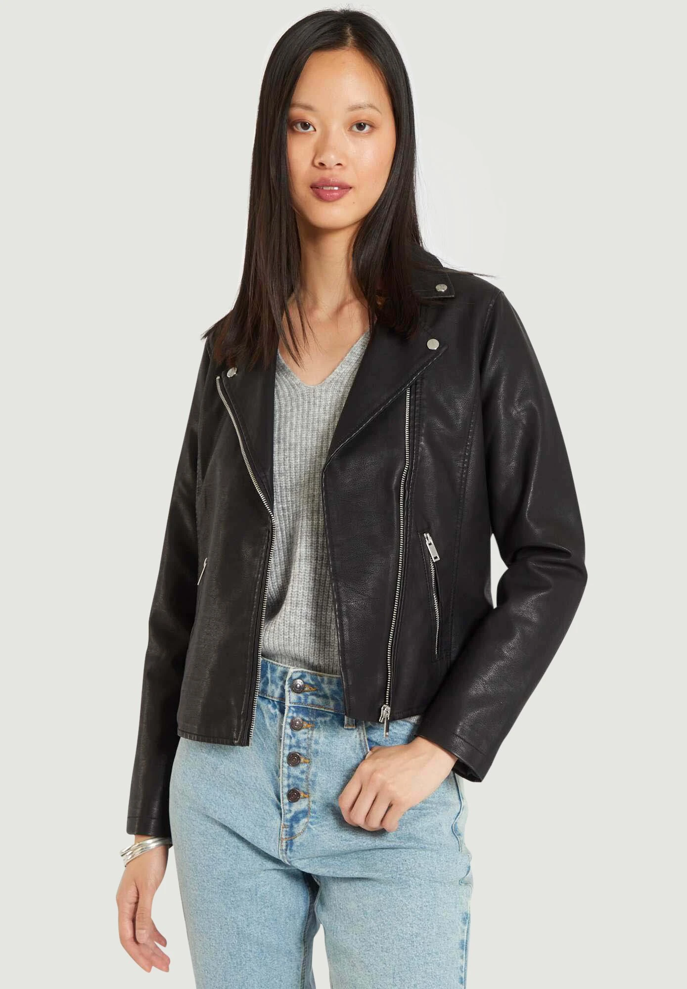 Biker Style - Imitatieleren Jas - Real Black 4 Biker Style - Imitatieleren Jas - Real Black - Afbeelding 4