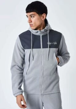 De Jogging Bi-Matière - Sweater Met Rits - Gris Clair