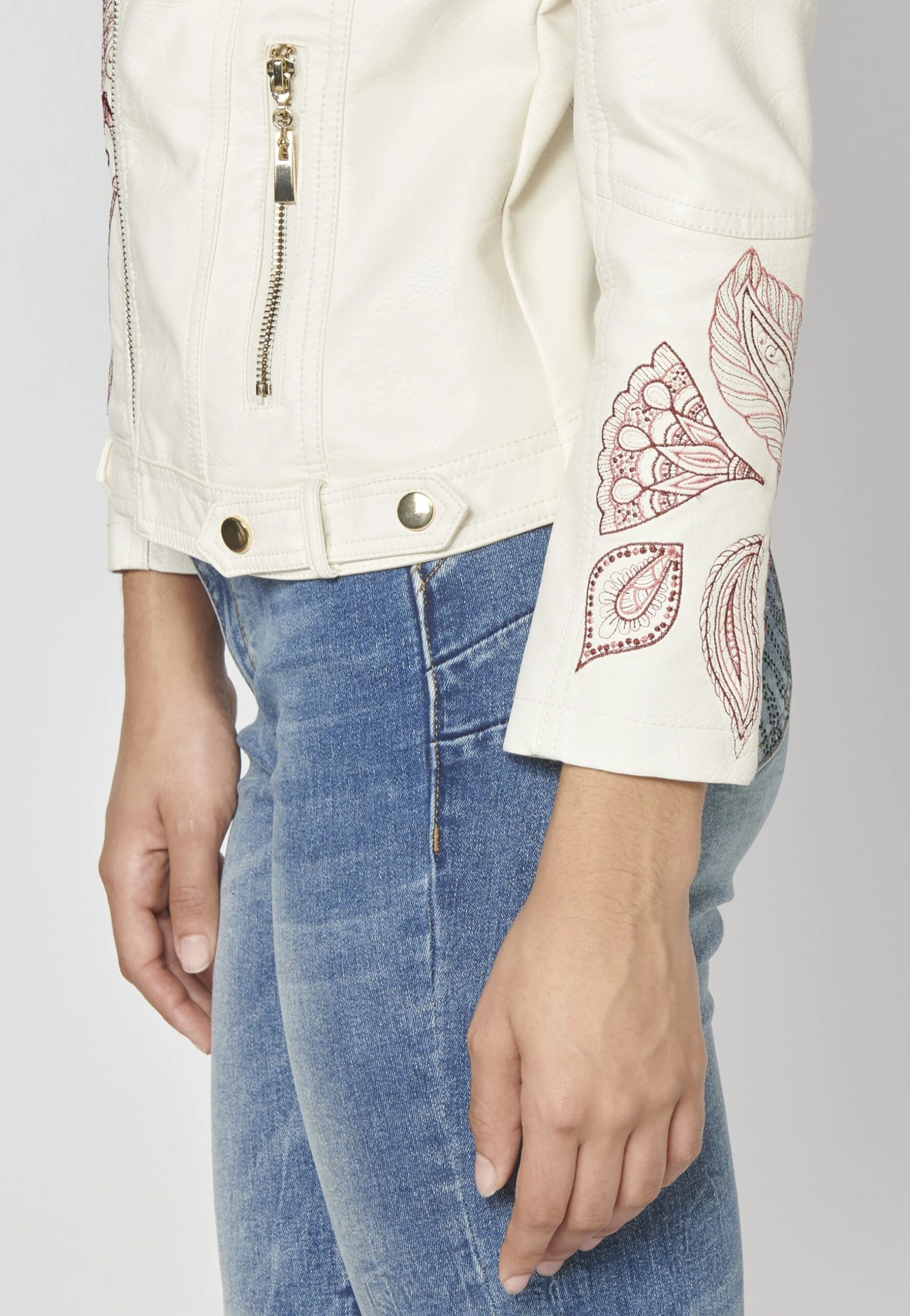 Koroshi Imitatieleren Jas - White 5 Koroshi Imitatieleren Jas - White - Afbeelding 5