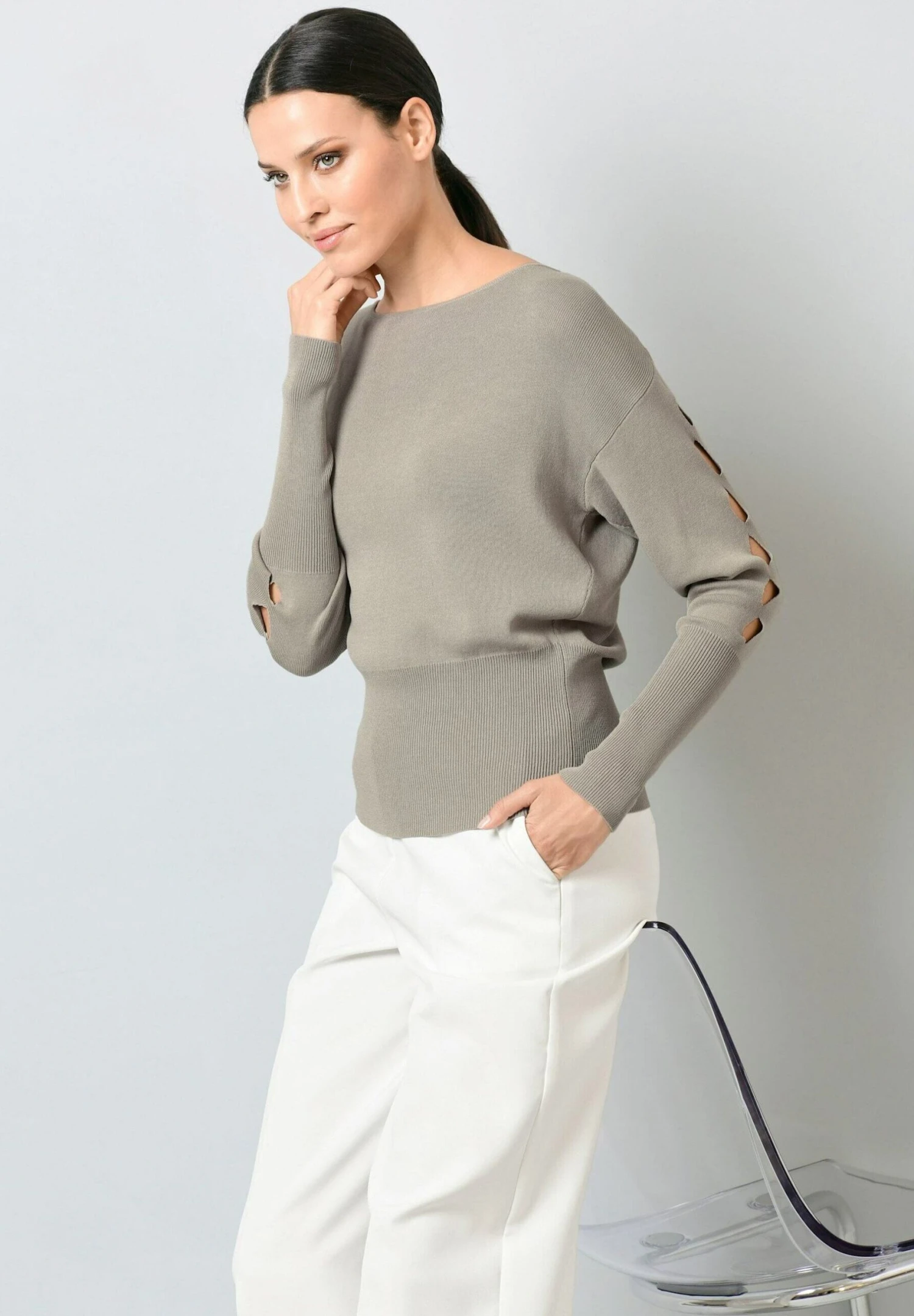 Trui - Taupe 5 Trui - Taupe - Afbeelding 5