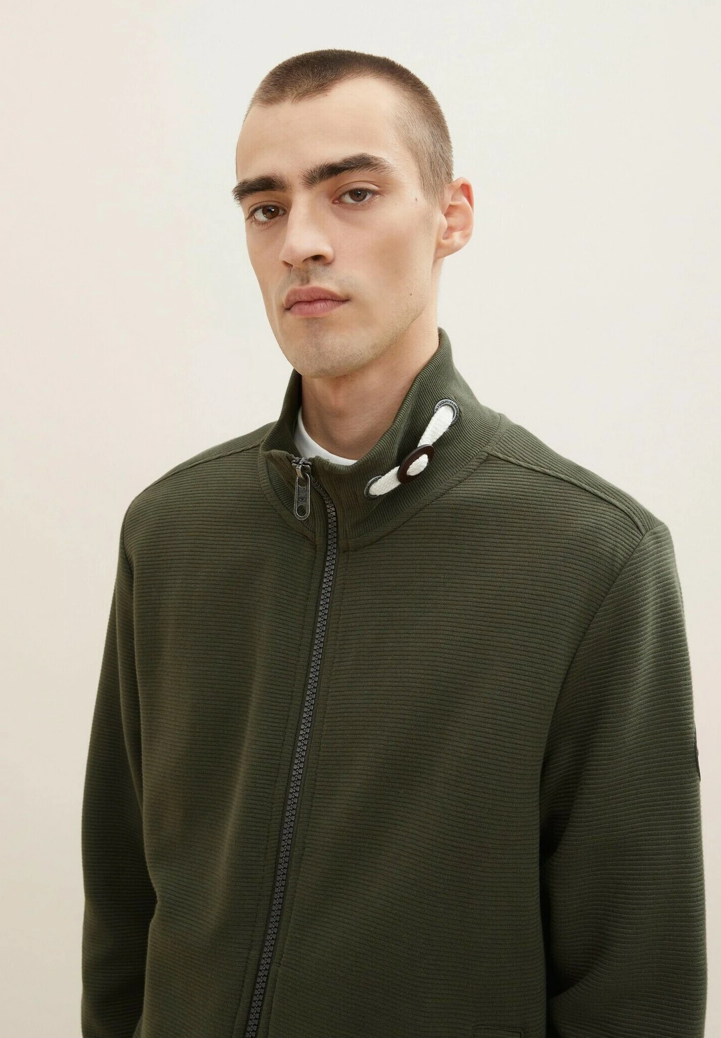 Tom Tailor Mit Struktur - Sweater Met Rits - Deep Forest Green 3 Tom Tailor Mit Struktur - Sweater Met Rits - Deep Forest Green - Afbeelding 3