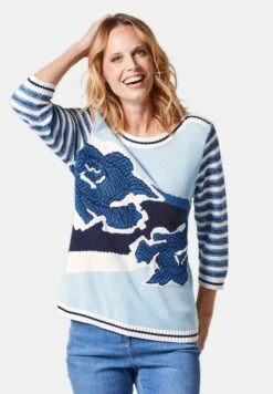 GOLDNER Trui - Azure Blue / White / Patterned