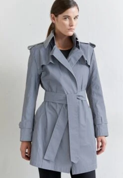 Norma Kamali Double Breasted Mini - Trenchcoat - Grey