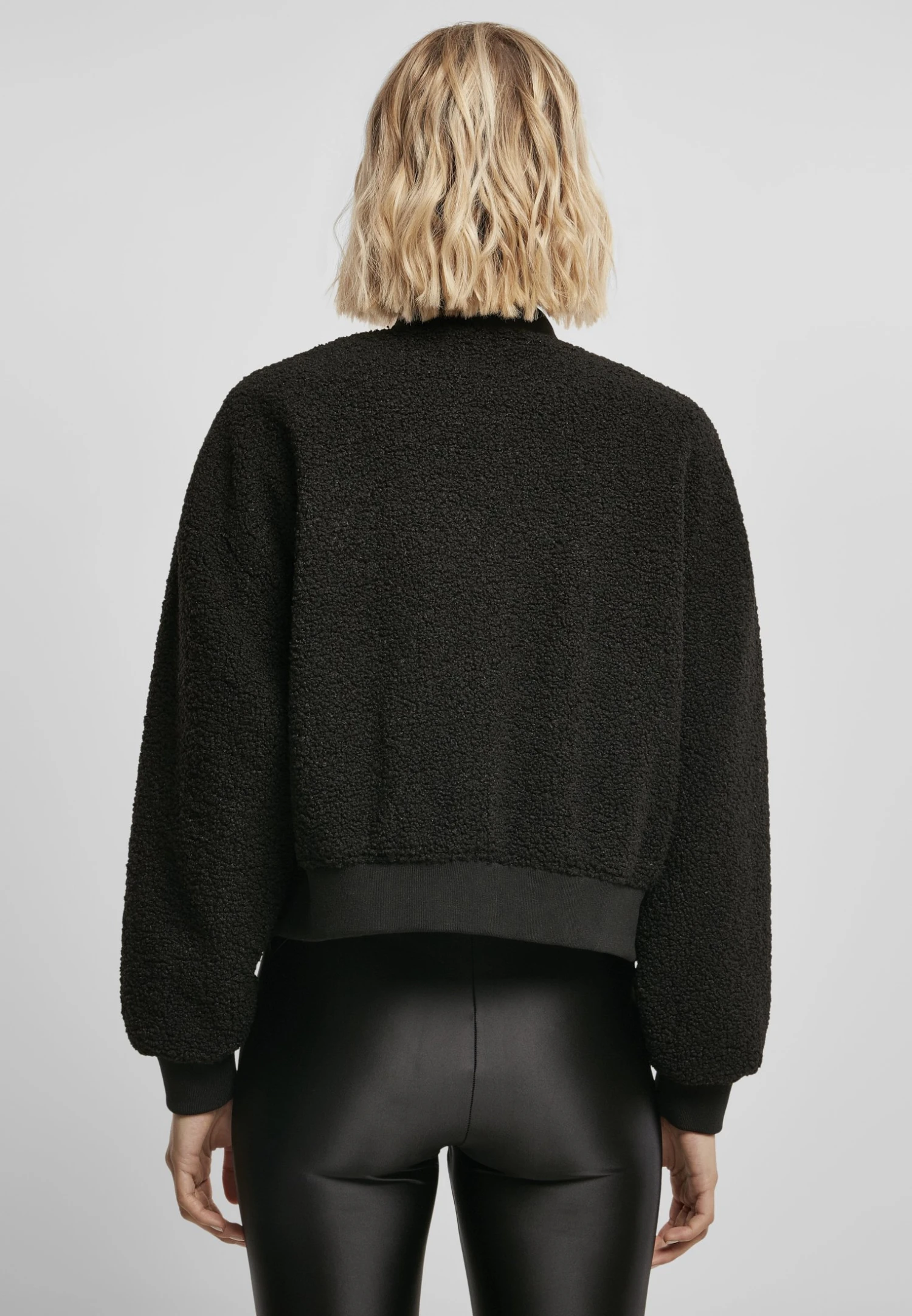 URBAN CLASSICS Ladies Oversized Sherpa Bomber Jacket - Fleecejas - Black 5 URBAN CLASSICS Ladies Oversized Sherpa Bomber Jacket - Fleecejas - Black - Afbeelding 5