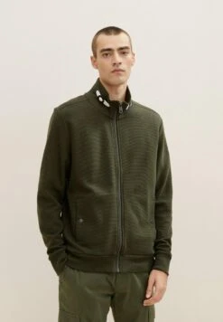 Tom Tailor Mit Struktur - Sweater Met Rits - Deep Forest Green